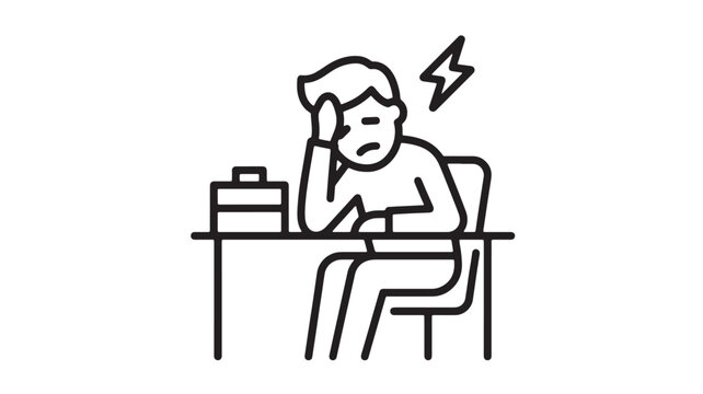 Person working at desk illustration with electricity symbol for power management and professional remote efficiency
