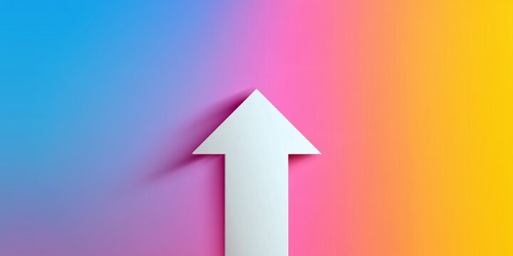Dynamic upward arrow in vibrant gradient colors abstract digital art minimalist design tech aesthetic