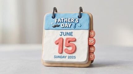 Father's day calendar reminder june 15th 2025 desktop or social media graphic