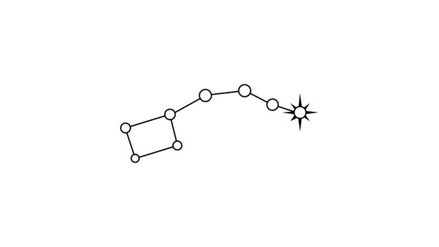 Celestial Little Dipper constellation vector icon with an editable stroke, ideal for astronomy education, night sky illustrations, and astronomical charts with customizable line weight styles.