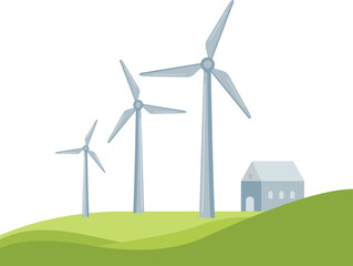 Wind Turbin Landscape Illustration © Nayeon