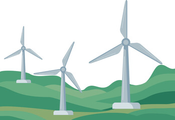 Wind Turbin Landscape Illustration © Nayeon