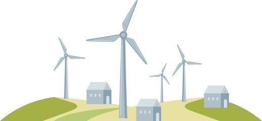 Wind Turbin Landscape Illustration © Nayeon