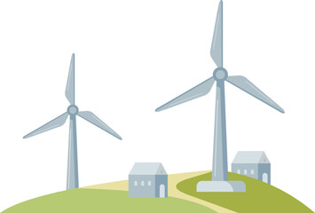 Wind Turbin Landscape Illustration © Nayeon