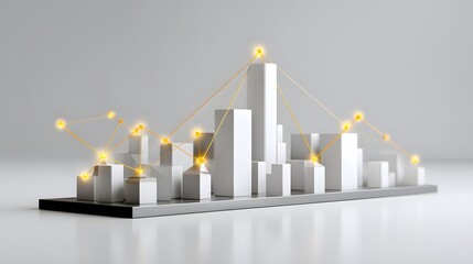 Naklejka premium soft focus city with glowing data points and charts, premium background, copy space