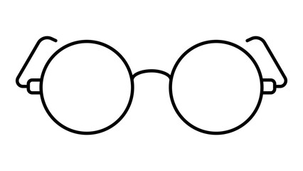 Minimalist round sunglasses vector icon featuring an editable stroke for customizable line weight, perfect for summer fashion themes and modern lifestyle illustration designs in a clean style. © Dolon