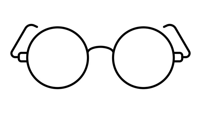 Minimalist round sunglasses vector icon featuring an editable stroke for customizable line weight, perfect for summer fashion themes and modern lifestyle illustration designs in a clean style.