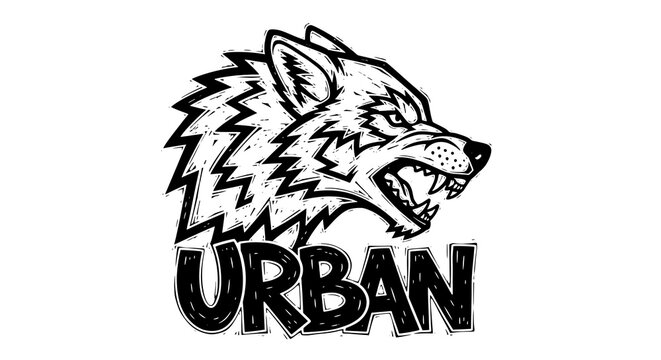 Stylized illustration of a wolfs head