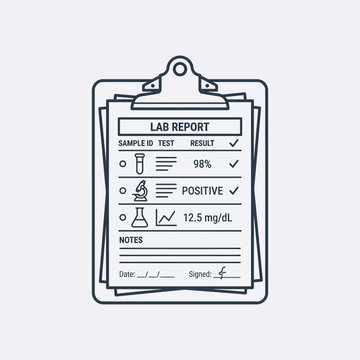 a aboratory clipboard with test results