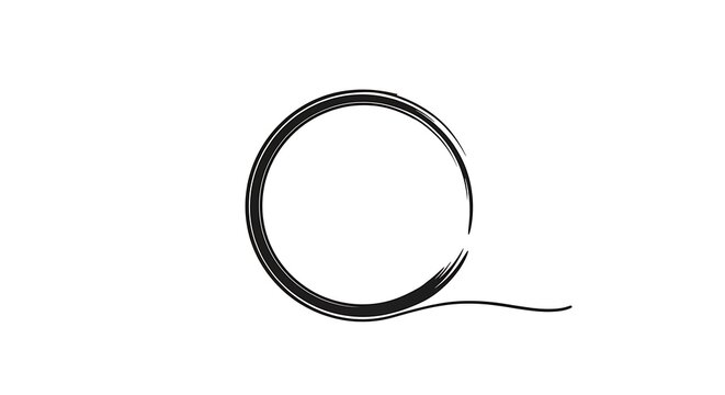 Abstract circular ink brush stroke