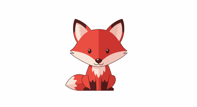 Adorable cartoon fox with large pointy ears and fluffy tail