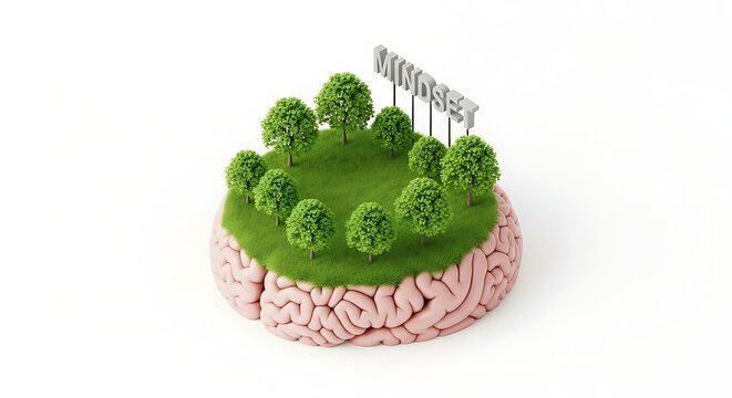 Conceptual image of a brain with a landscape