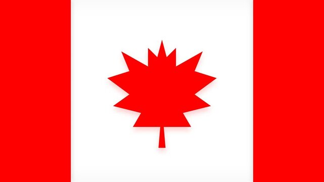National Flag of Canada Motion Graphic with Red Maple Leaf and Vertical Stripes