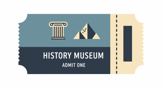 A ticket admits one to a history museum featuring a column and pyramid