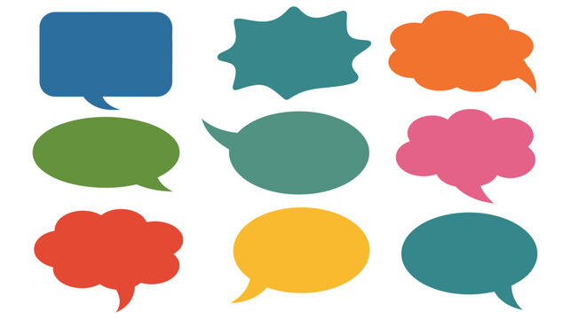 Set of colorful speech bubbles and thought clouds with dialogue communication colorful illustration