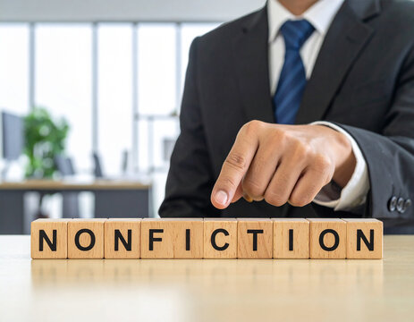 Nonfiction - Geschäftsmann zeigt auf den Text "Nonfiction"