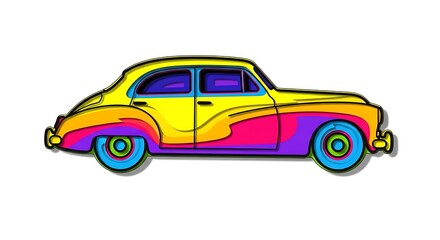 Fototapeta premium Colorful vintage car illustration