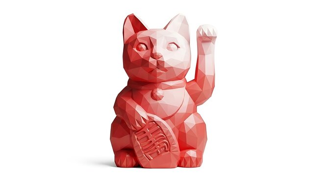 Lucky cat statue in red