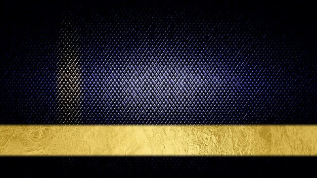 Elegant Blue Metallic Texture with Horizontal Gold Banner, Light Sweep and Copy Space, 4K seamless loop