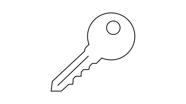 Residential house key vector icon with editable stroke. Clean minimalist linear illustration of home door key for real estate, property sales, and security concepts in web and app design. Symbol.