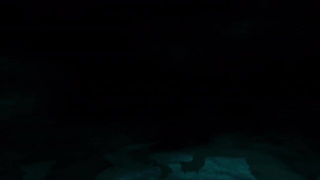 Cinematic underwater cave exploration, dark deep sea cavern with teal light, mysterious aquatic grotto environment for adventure film isolated on Transparent Background