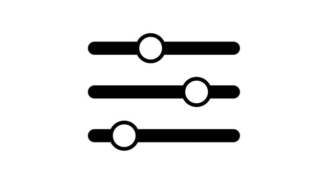 Equalizer icon animation on white background 4K video. Filter icon animation.
