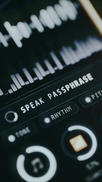Voice authentication prompt instructing user to speak a passphrase for access