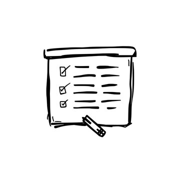 Flip chart icon logo design. Presentation board sign and symbol. Flip chart icon. Hand drawn doodle for business meeting or seminar presentation.