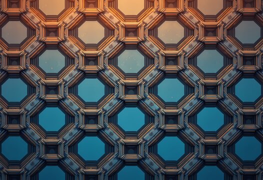 A linked trapezoid ring illustration background forming a continuous geometric chain
