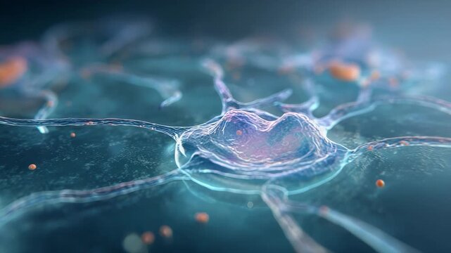 Neuron cells connect and send signals within the complex network of the central nervous system, forming the biological basis of thought, memory, and cognitive function