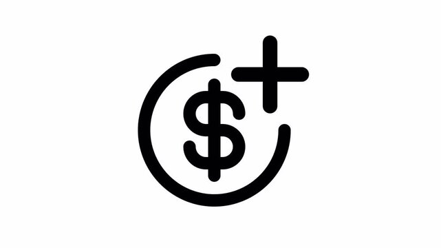 add money dollar line animated icon. alpha channel