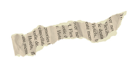 Fototapeta na wymiar Torn note newspaper vector piece vintage jagged rip edge teture. Ripped article clipping page collage scrapbook document patch. Crumpled cardboard tape sheet scratch communication template dummy text.