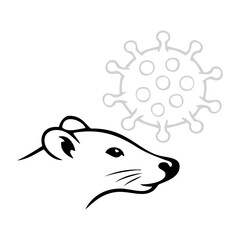Dibujo sencillo de la cabeza de una rata con un virus, en representación del hantavirus  © teracreonte