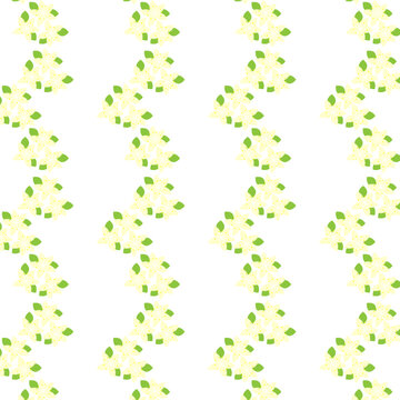 Spring pattern with yellow linden flowers and green leaves