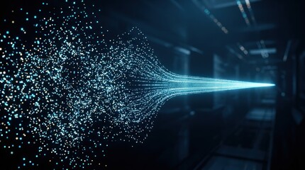 Fototapeta premium Underground infrastructure pathway directs luminous particles to maximize data transmission efficiency quickly