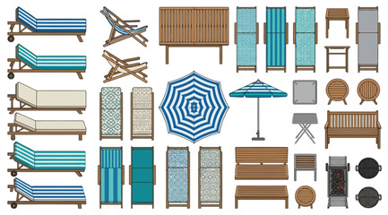 Collection of outdoor patio furniture and garden accessories © Siam