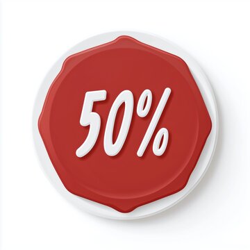 Bold Red And White Fifty Percent Discount Symbol For Special Sales And Seasonal Promotions Graphic Element