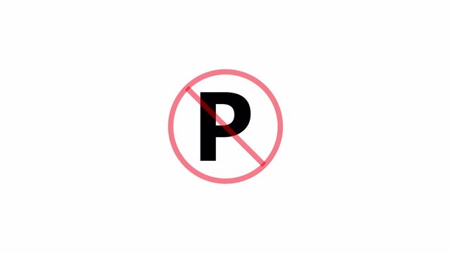  NO parking icon Traffic safety animation in 4k animation with alpha channel with  Red circle Loop able motion graphic of no parking sign in transparent background no parking icon animation 
