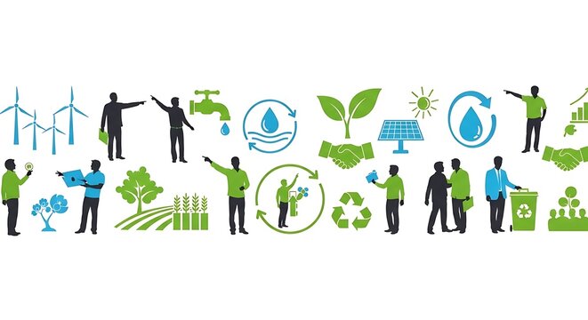Colorful Eco Friendly Collaboration People Icons