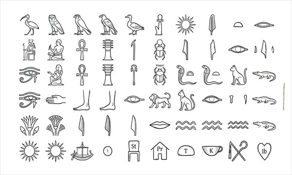 Egyptian hieroglyphic symbols and icons