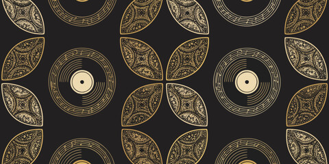 Vintage floral paisley seamless vector pattern featuring gold lace ornaments and retro leaf elements for elegant textile wallpaper design © Dimas