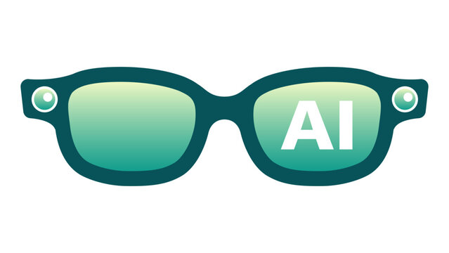 Advanced AI glasses with integrated camera and lens technology for augmented reality visualization providing smart hands-free computing solutions for workflow optimization and digital transformation