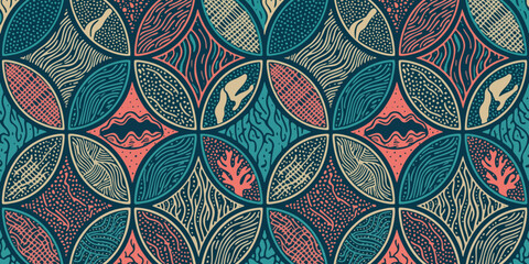 Batik Vintage damask floral ornament creates a seamless vector pattern tile for antique textile wallpaper and retro fabric decoration in an oriental art style © Dimas