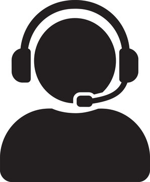 Black silhouette of a person wearing a headset