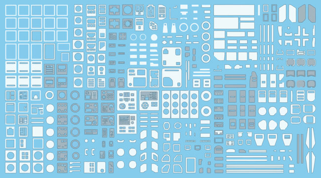 Technical blueprint of aircraft cockpit instrument panel components