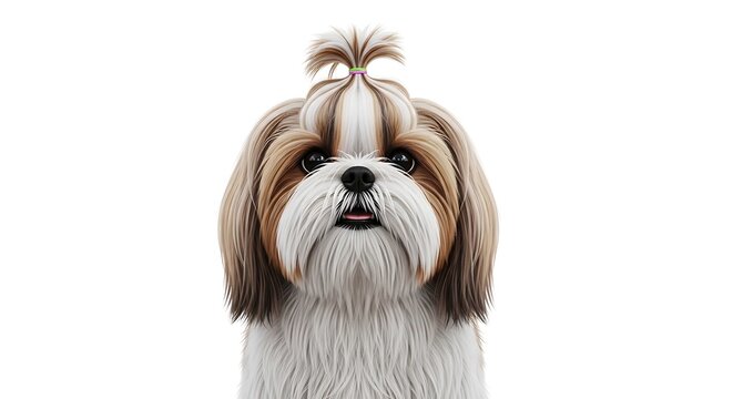 Close up of a shih tzu dog against white background