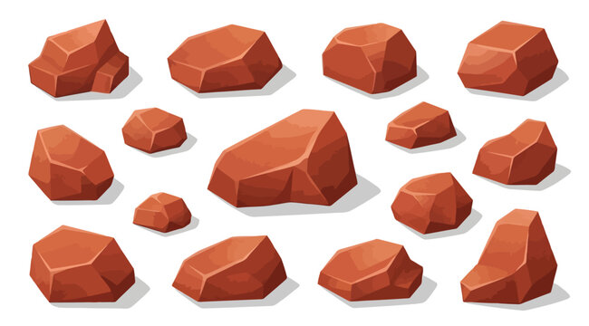 Collection of red stone and rock elements