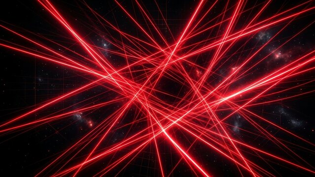Glowing red laser line pattern 