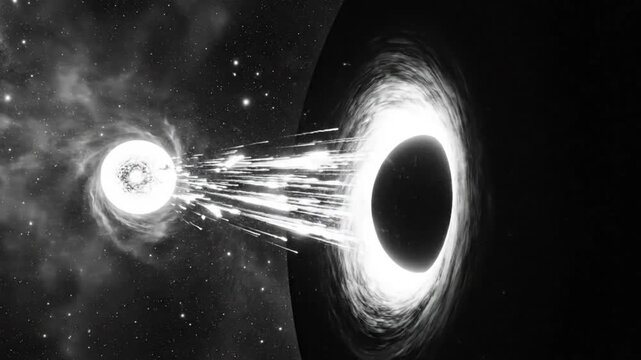 Black hole devouring a star, gravitational lensing, and extreme astrophysical event in outer space