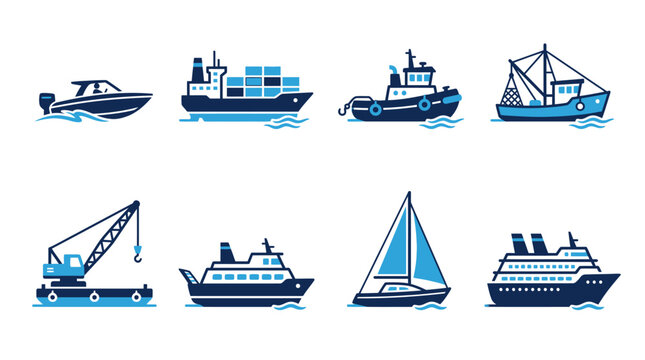 Collection of various boat types.